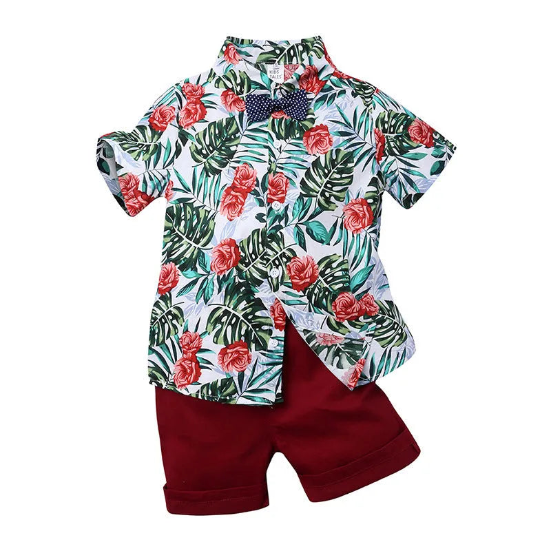 Two-piece boy short sleeve printed shirt - Enfance-Heureuse