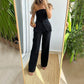Graceful Tube Top Suit Fashion Button Sleeveless Top And Straight Pants Women's Trousers Set - Enfance-Heureuse