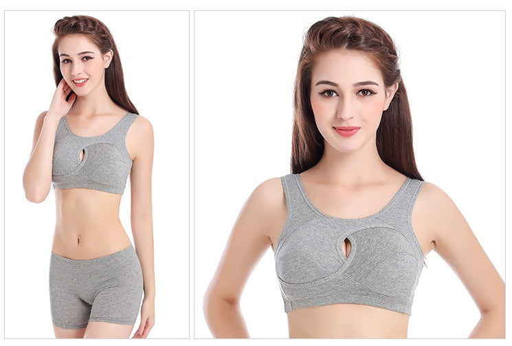 Cotton Anti-expansion Anti-Sag Gathering Adjustment Sports Bra - Enfance-Heureuse