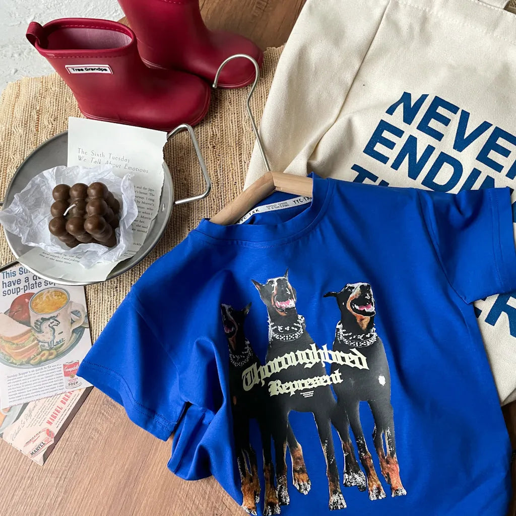 T-shirt tendance pour garçons Doberman Pinscher décontracté - Enfance-Heureuse