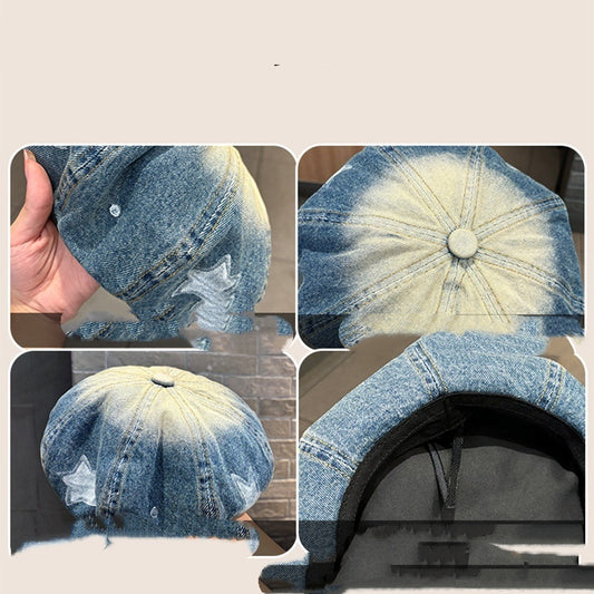 Retro Retro Five-pointed Star Gradient Beret