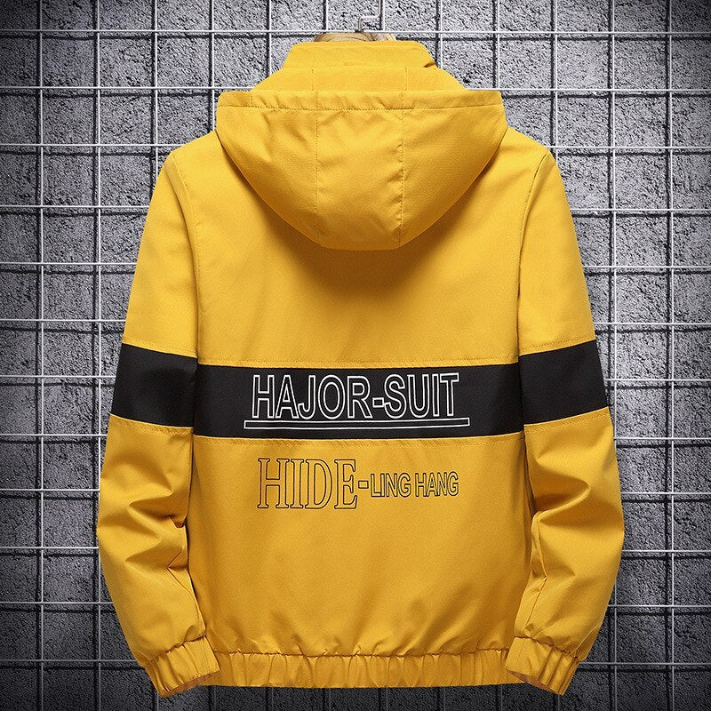 Uomini Con Cappuccio Corea Casual Giacca della Gioventù Del Collare Del Basamento di Carico Giacca Da Baseball Mens di Modo Lettera Del Ricamo di Autunno della Molla Cappotti - Enfance-Heureuse