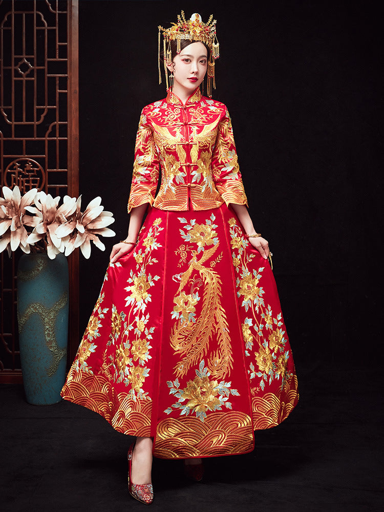 Chinese Dragon And Phoenix Gown A Chaplet And Official Robes Xiuhe Dress - Enfance-Heureuse