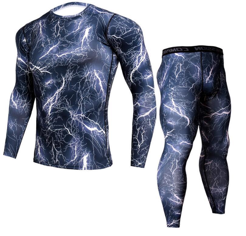 Mens Camouflage Pants & T Shirt Sets Fashion Crossfit T-shirt Compression Brand Clothing Joggers Men Casual Leggings - Enfance-Heureuse