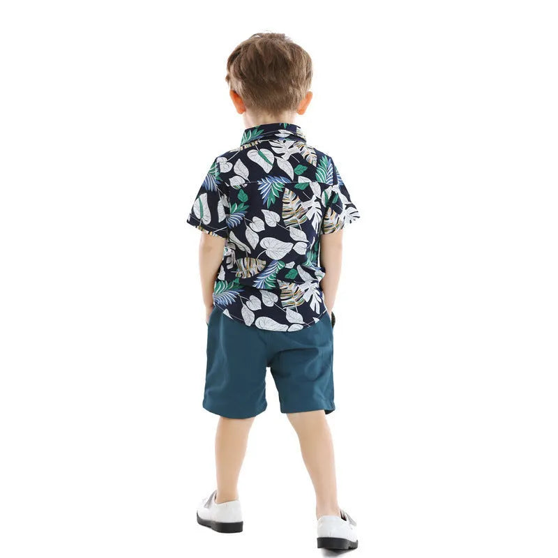 Two-piece boy short sleeve printed shirt - Enfance-Heureuse