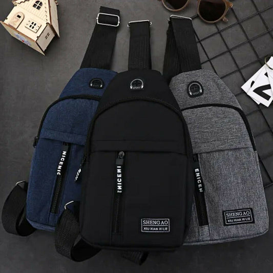 Mens Sling Bag Cross Body Handbag Chest Bag Shoulder Pack Sports Travel Backpack Black - Enfance-Heureuse