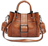 Double Leather Bucket Bag Handbag - Enfance-Heureuse