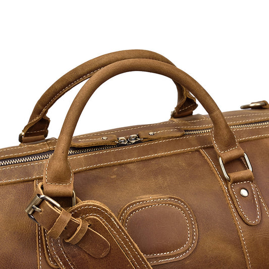 Crazy horse leather large capacity luggage bag - Enfance-Heureuse