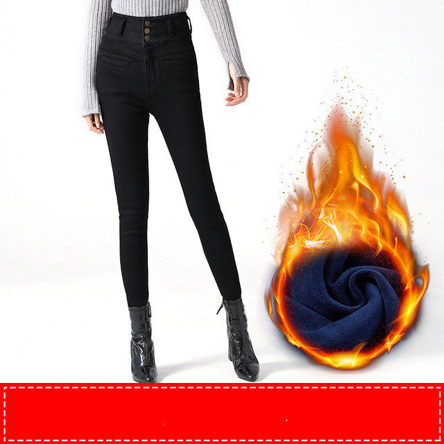 Plus velvet thick jeans women's winter thick warm lamb cashmere - Enfance-Heureuse