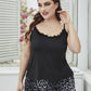 Plus Size Lace Trim Scoop Neck Cami and Printed Shorts Pajama Set - Enfance-Heureuse