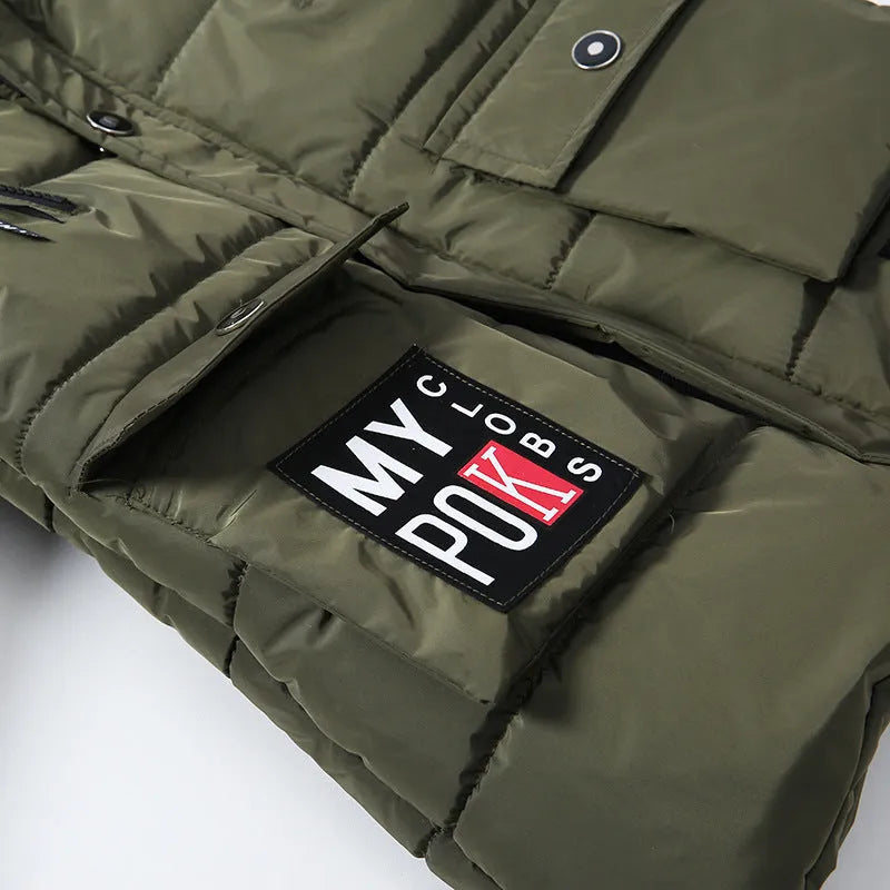 Boys Large Fur Collar Padded Warm Cotton Jacket - Enfance-Heureuse