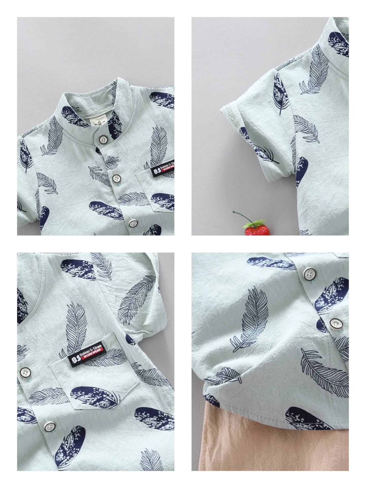 Infantile enfants bébé plume dessin animé chemise à manches courtes Shorts deux pièces costume - Enfance-Heureuse