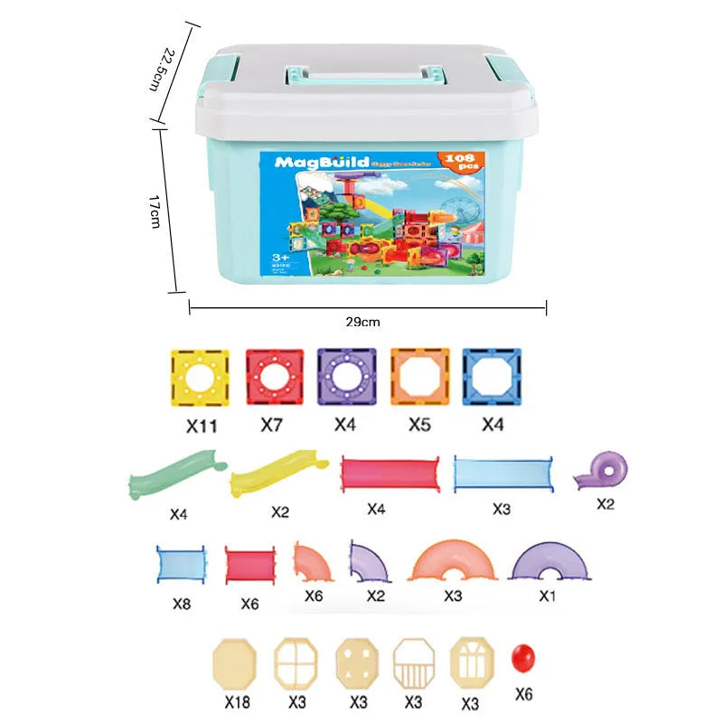 Magnetic Sheet Building Block Designer Magnet Maze Race Run Ball Marble Track Funnel Slide Brick Education DIY Toys For Children - Enfance-Heureuse