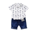 Children's Polo Shirt Suit Summer Male Crown Short-sleeved Baby Clothing - Enfance-Heureuse