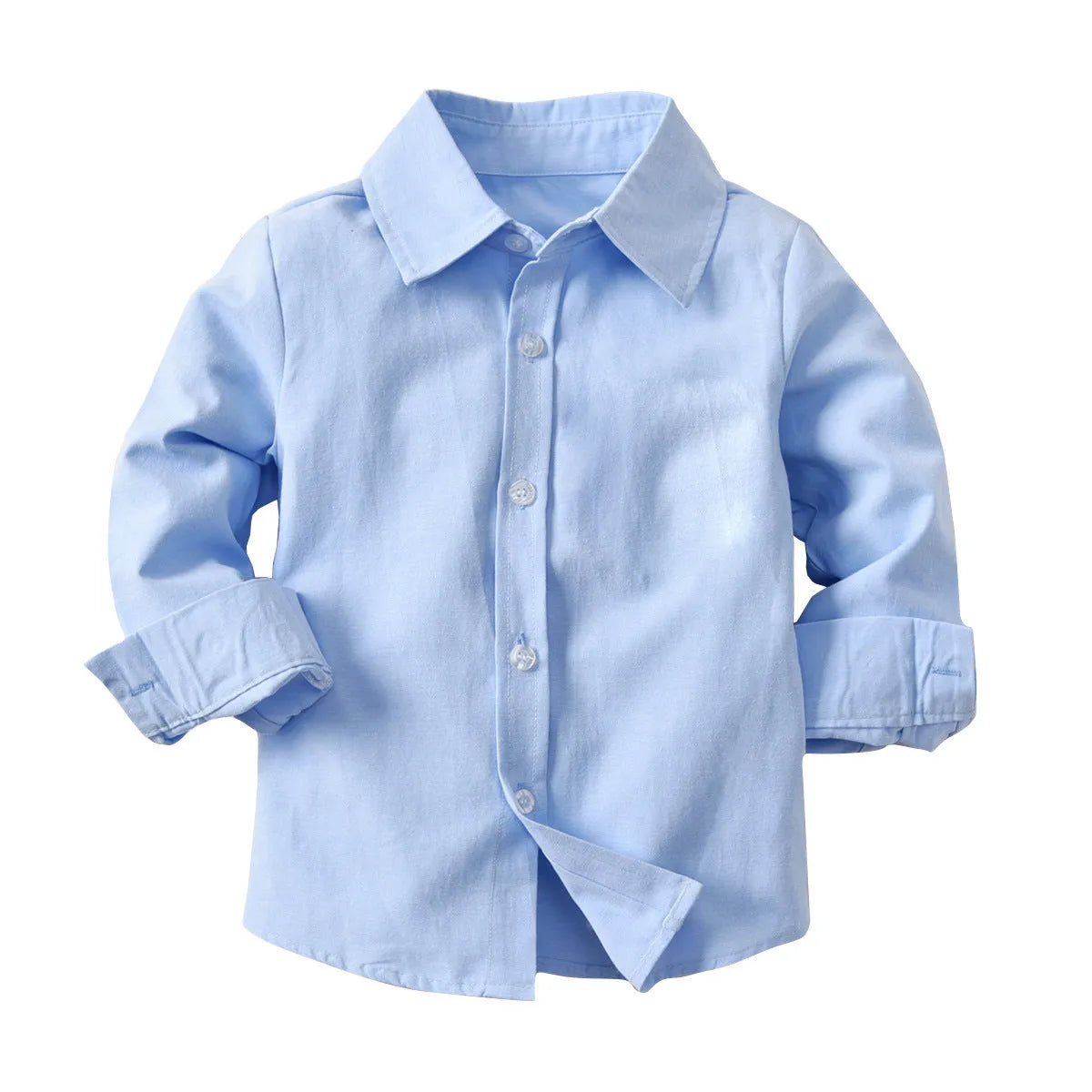 Boy's baby cotton long-sleeved collar shirt denim suspenders trousers suit - Enfance-Heureuse