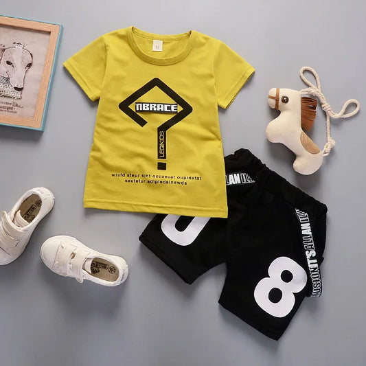 Deux-pièces bébé garçon manches courtes point d'interrogation costume - Enfance-Heureuse