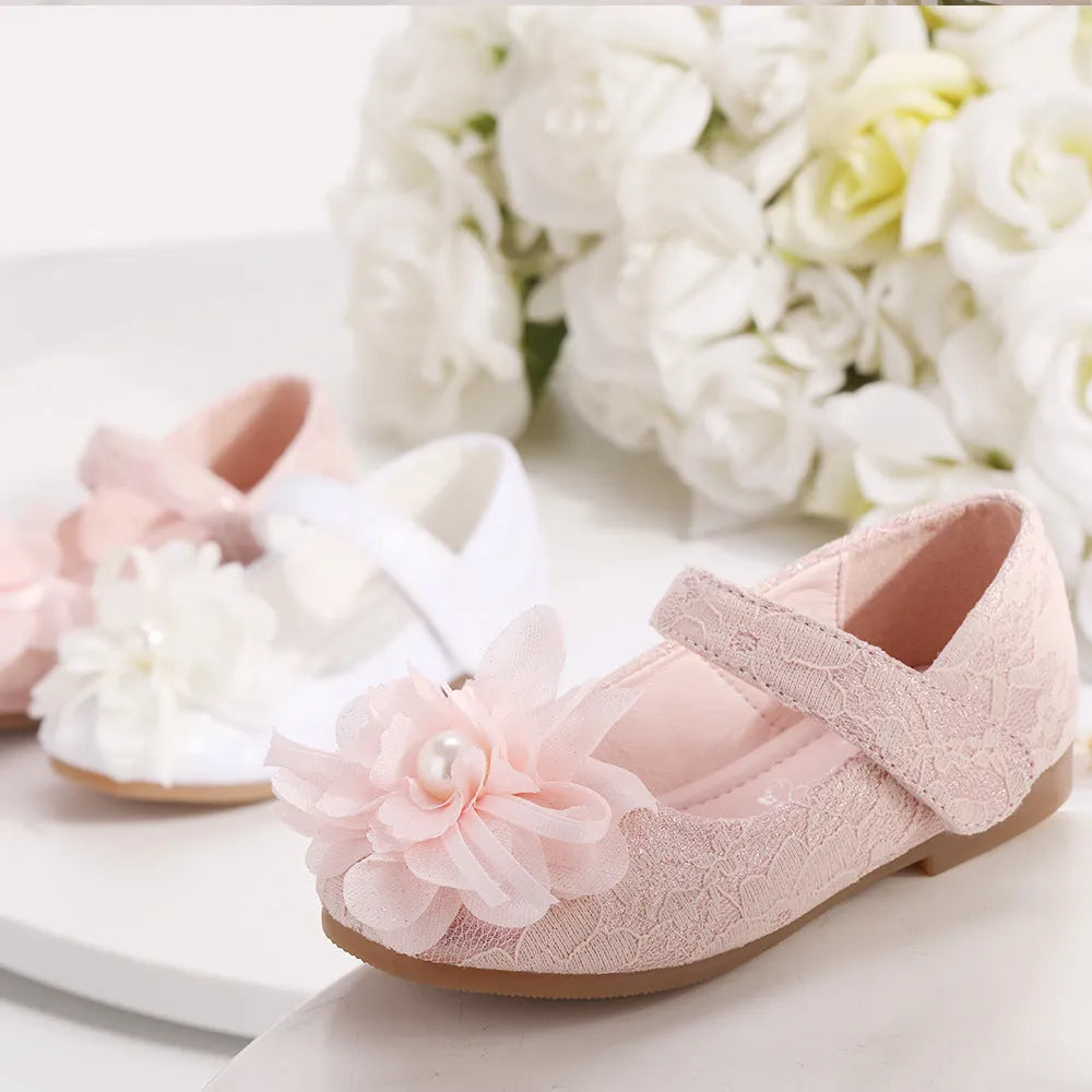 Filles Robe Chaussures Fleur Dentelle Princesse Chaussures - Enfance-Heureuse