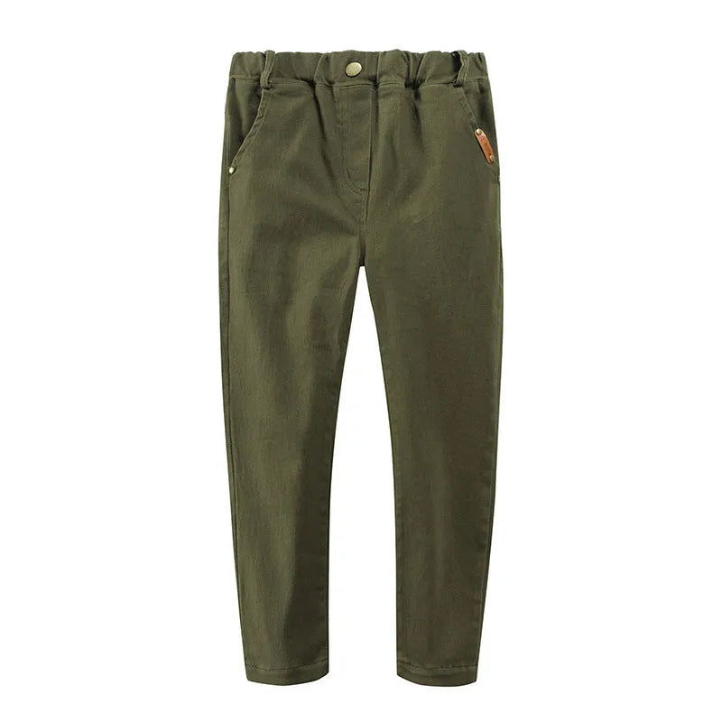 Children's Stretch Cotton Trousers Slim-Fit Middle-Aged Boys And Boys' Trousers - Enfance-Heureuse