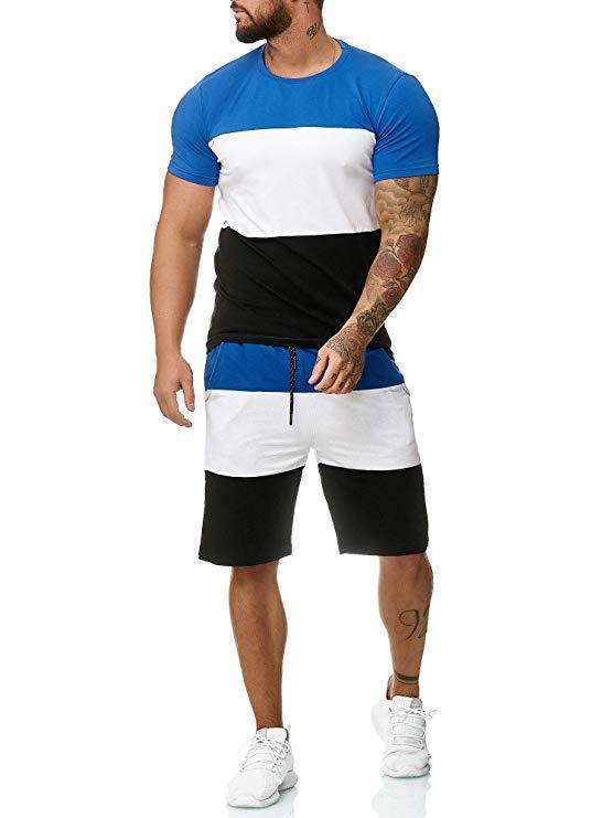 Outdoor Sports and Leisure Color Matching T Sleeve Mens Suit - Enfance-Heureuse