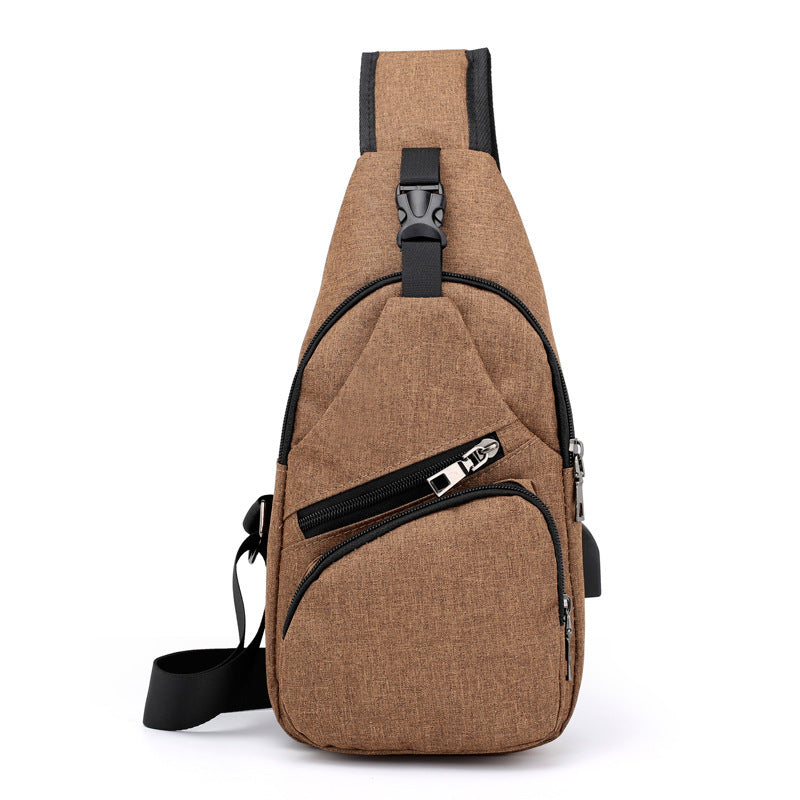 Mens Shoulder Bag Sling Chest Pack Canvas USB Charging Sports Crossbody Handbag Travel Knapsack Male Chestbags Mochila - Enfance-Heureuse