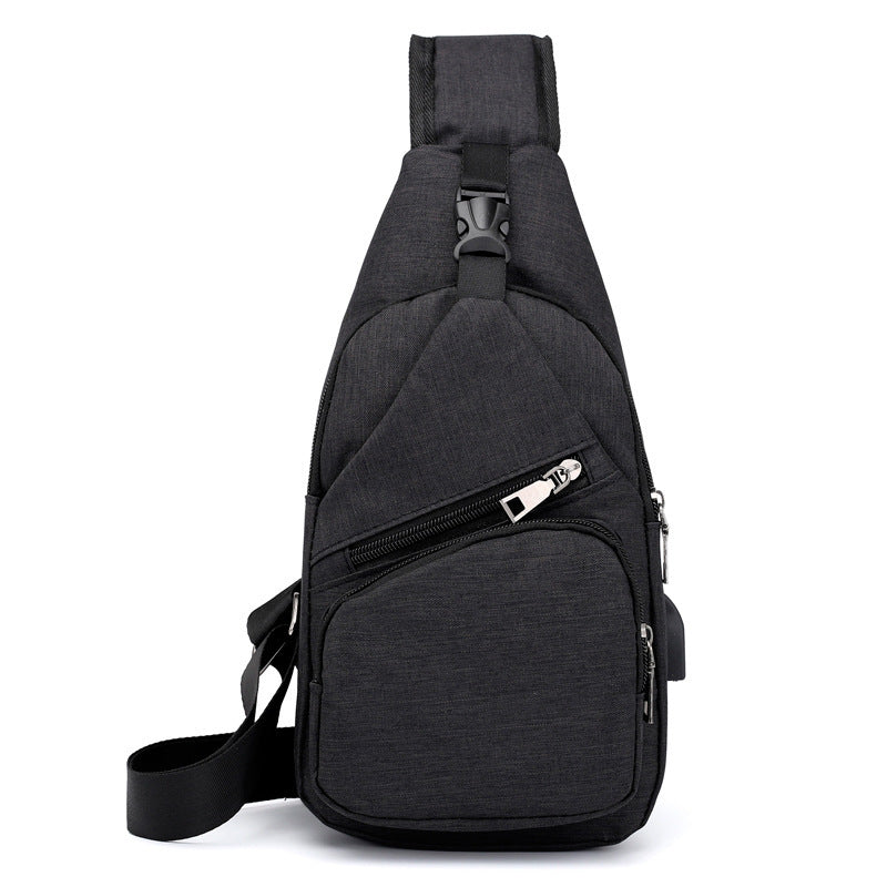 Mens Shoulder Bag Sling Chest Pack Canvas USB Charging Sports Crossbody Handbag Travel Knapsack Male Chestbags Mochila - Enfance-Heureuse
