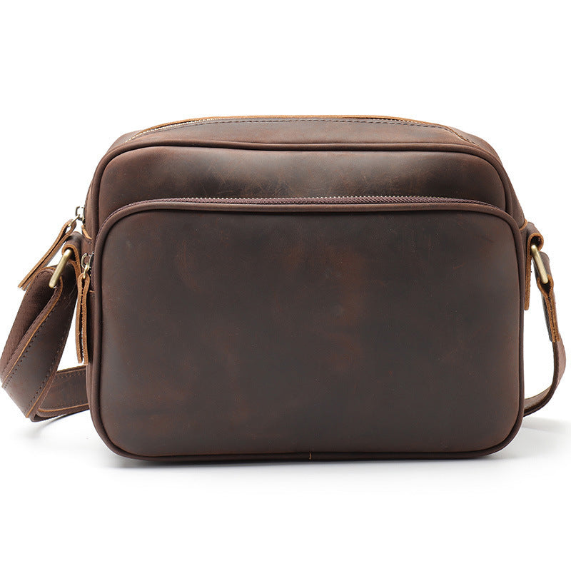 New Mens Single Shoulder Messenger Bag Retro Cowhide Casual Business Document Messenger Bag - Enfance-Heureuse