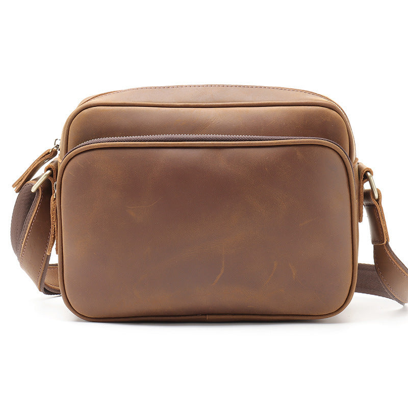 New Mens Single Shoulder Messenger Bag Retro Cowhide Casual Business Document Messenger Bag - Enfance-Heureuse