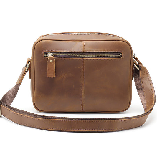 New Mens Single Shoulder Messenger Bag Retro Cowhide Casual Business Document Messenger Bag - Enfance-Heureuse