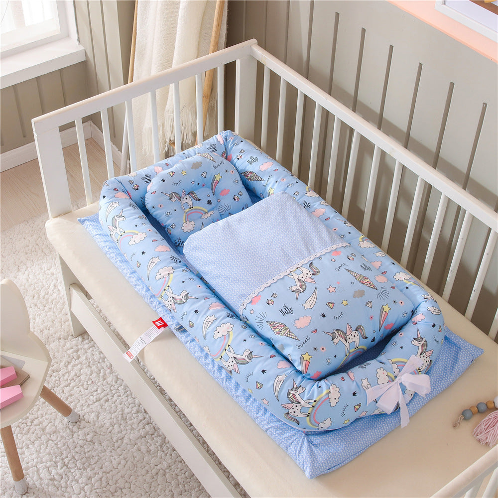 Crib Anti-pressure Newborn Foldable Portable Crib Middle Bed Baby Infant Mattress Bionic Travel Bed - Enfance-Heureuse
