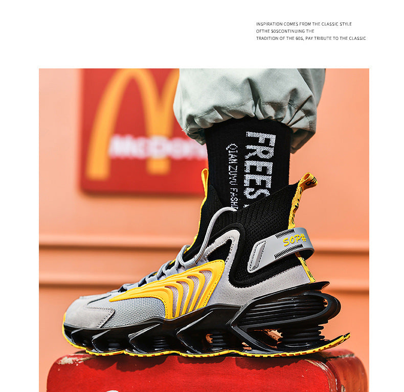 Breathable Fly Woven Mesh High-top Thick-soled Old Shoes Casual Sports Socks Running Shoes - Enfance-Heureuse