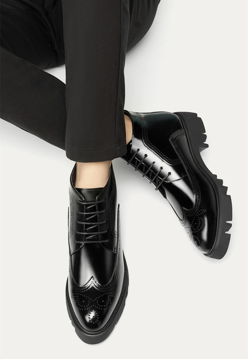 Leather Martin Boots Thick-soled British High-top Increase Leather Shoes - Enfance-Heureuse