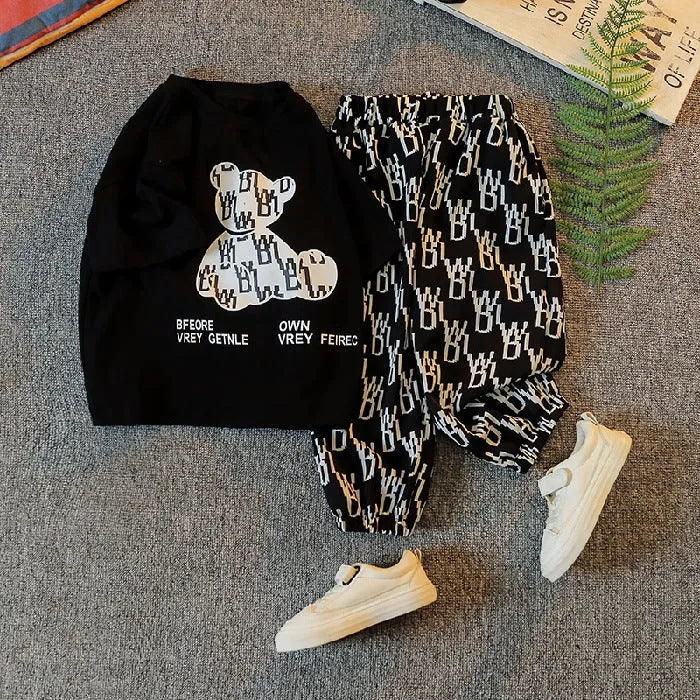 Children'S Summer Short-Sleeved Korean Two-Piece Combed Cotton Children'S Summer Clothes For Boys And Girls - Enfance-Heureuse