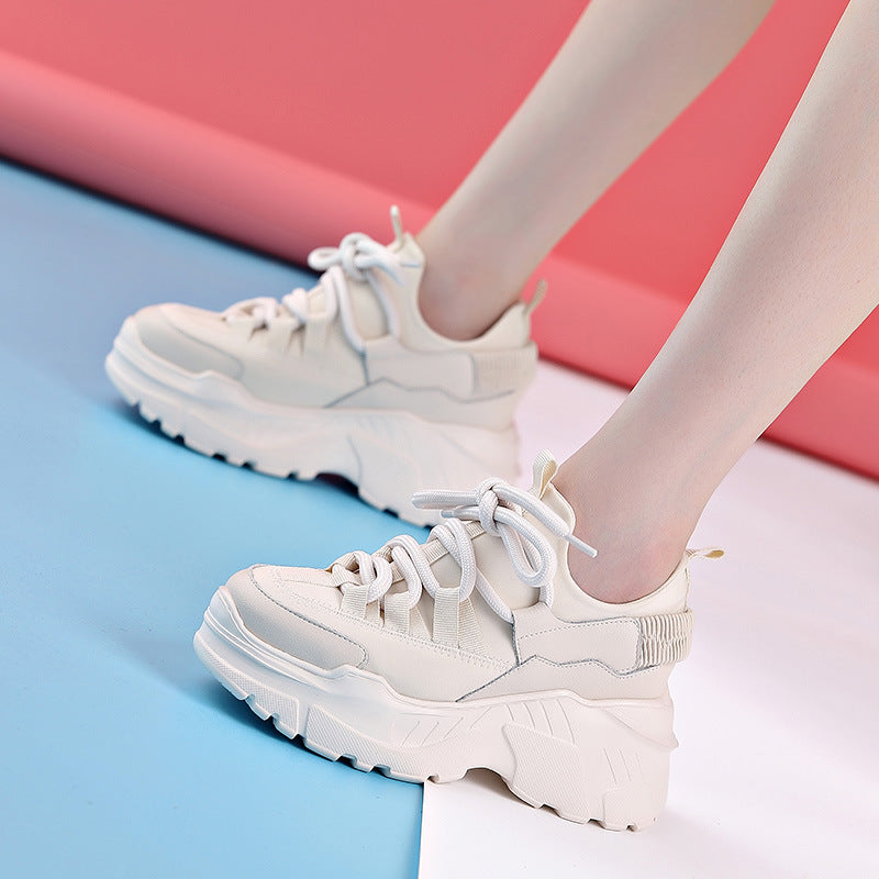 Increased Daddy Shoes White Shoes Women - Enfance-Heureuse