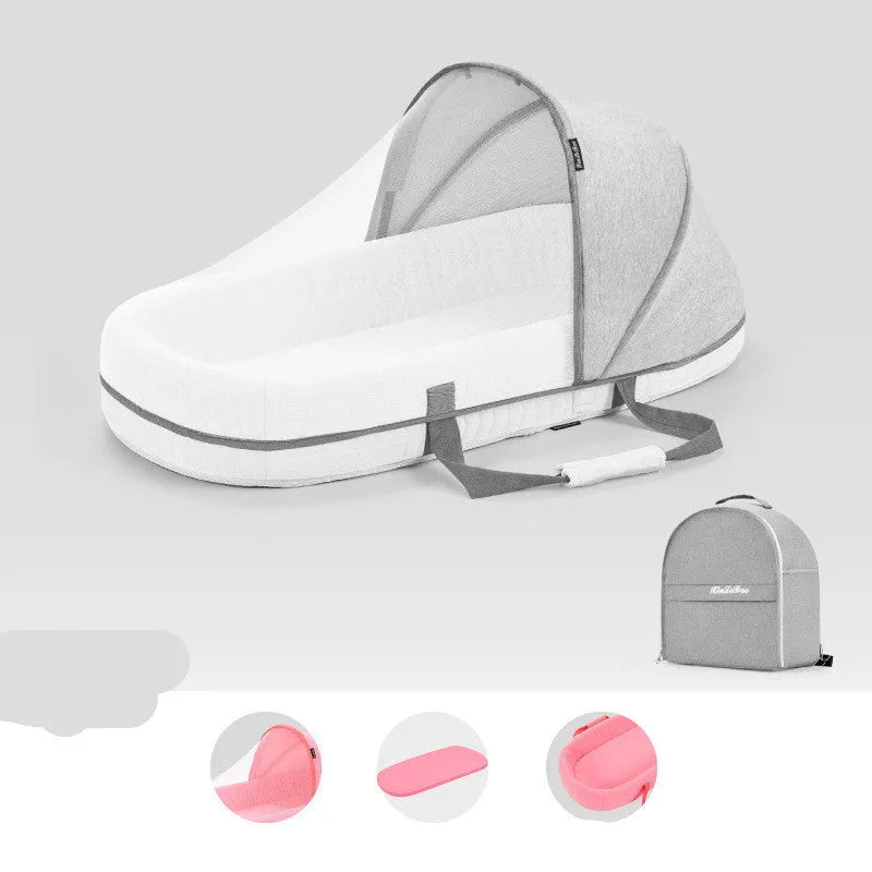 Lit bébé Multifonctionnel Nouveau-Né Pliage Nid Lit Bébé Portable Soleil Protection Moustique Infantile Net Camping Lit Lit Voyage - Enfance-Heureuse