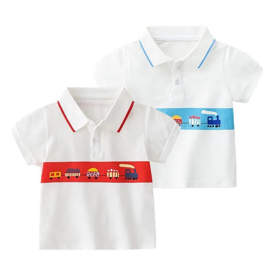 Bande dessinée De Voiture Garçons À Manches Courtes Polo Shirt - Enfance-Heureuse