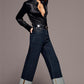 Casual High-rise Rolled-up Wide-leg Jeans - Enfance-Heureuse