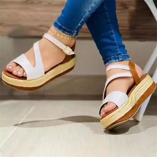Platform Sandals Hollow Buckle Women's Shoes - Enfance-Heureuse