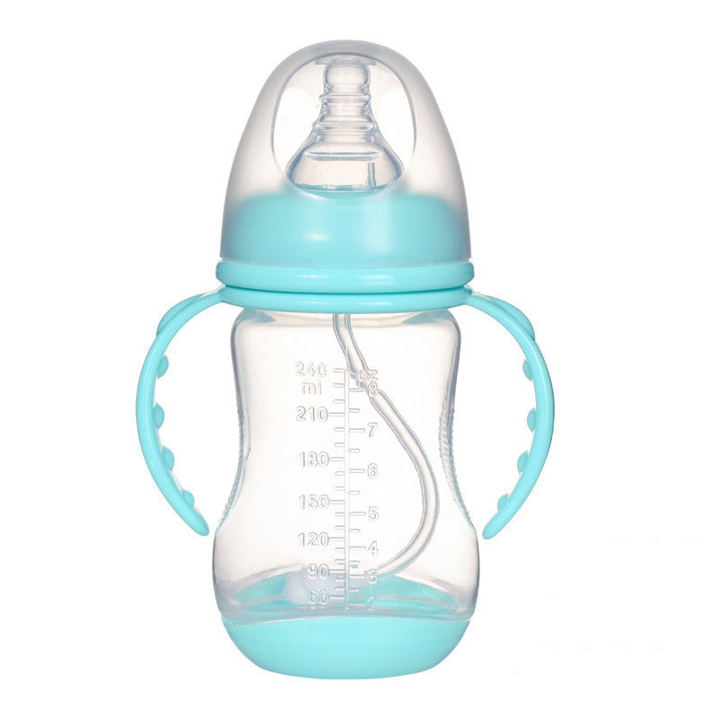 Wide Caliber PP Baby Bottle Anti-colic With Handle Straw Baby Feeding Bottle 180 240ML Optional Bulk - Enfance-Heureuse