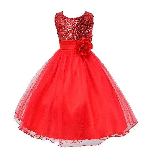Bébé Lentejuelas Bata Fleur Fille De Mariage Princesse Robe
