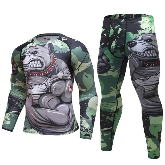 Mens Tracksuit Set D Animal Compression T-Shirt Pants Skin - Enfance-Heureuse