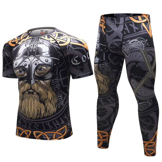 Mens Tracksuit Set D Animal Compression T-Shirt Pants Skin - Enfance-Heureuse