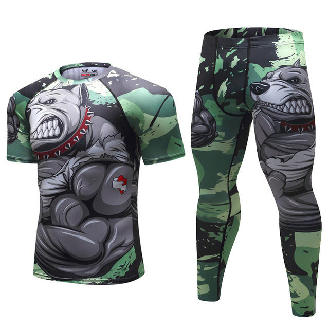 Mens Tracksuit Set D Animal Compression T-Shirt Pants Skin - Enfance-Heureuse