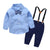 Boys Gentleman Bib Pant Suit Long Sleeve Bow Tie - Enfance-Heureuse