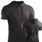Mens Muscle Hooded Hoodies Short Sleeve T-shirt Sports GYM Slim Fit Tops Blouse - Enfance-Heureuse