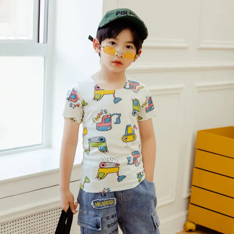 Cartoon Modal Kids Print Short Sleeve