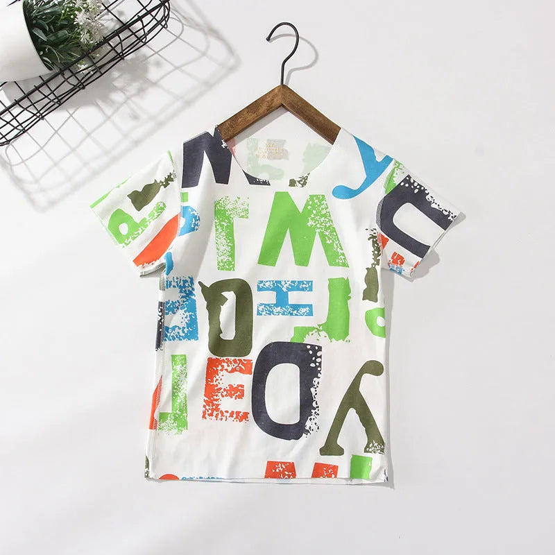 Cartoon Modal Kids Print Short Sleeve