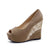 Women Spring Style Platform Wedge Daily Pumps Shoes Fashion Ladies Peep Toe Mixed Color Suede Party High Heel Shoe - Enfance-Heureuse