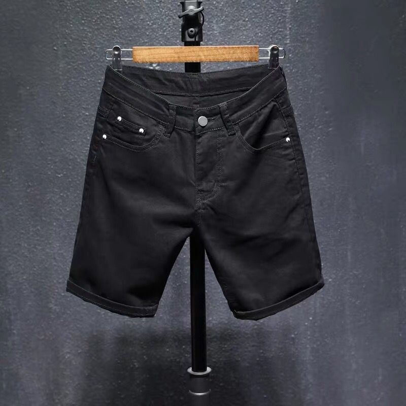 New Arrival Shorts Men Zipper Fly Casual Solid Cotton Summer Hole Elastic Thin Black Mens Homme Boardshorts Beach Regular - Enfance-Heureuse