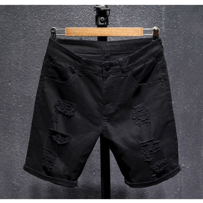New Arrival Shorts Men Zipper Fly Casual Solid Cotton Summer Hole Elastic Thin Black Mens Homme Boardshorts Beach Regular - Enfance-Heureuse