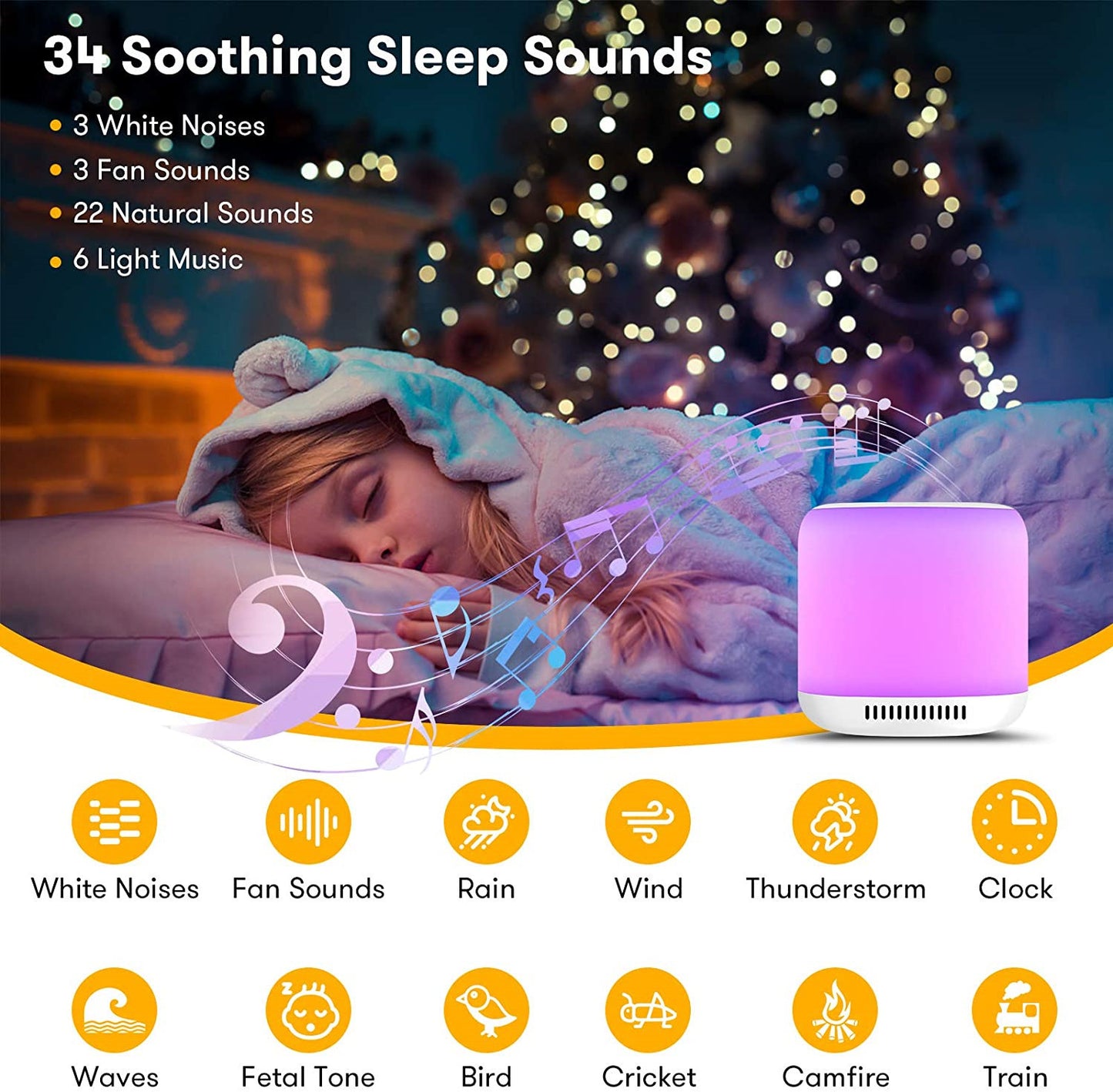 White Noise Sleep Aid Baby Colorful Lights - Enfance-Heureuse